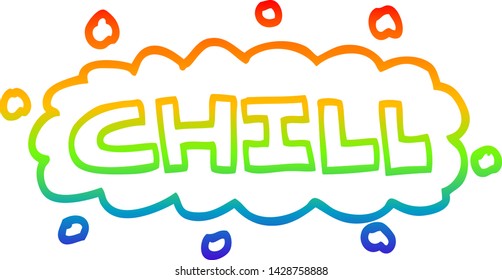 dibujo de línea de gradiente de arco iris de un símbolo chill de dibujos animados