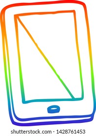 rainbow gradient line drawing of a cartoon computer tablet