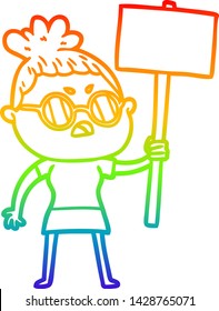 dibujo de una mujer fastidiada con un degradado de arco iris