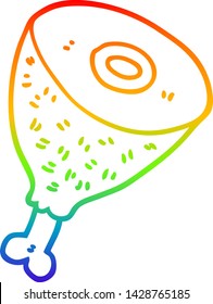 rainbow gradient line drawing of a cartoon cooked meat