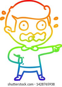 Regenbogen-Farbverlauf-Linie Zeichnung eines Cartoon betont unter Hinweis auf