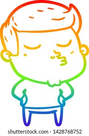 dibujo de línea de gradiente de arcoiris de un tipo de dibujo animado puliendo