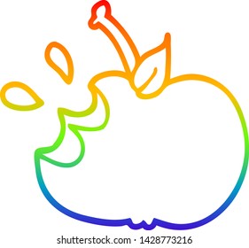 rainbow gradient line drawing of a cartoon juicy bitten apple
