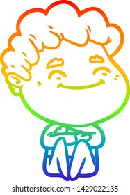 rainbow gradient line drawing of a cartoon friendly man