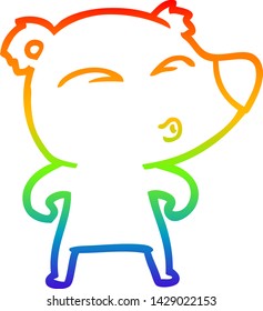 dibujo de una línea degradada de un oso silbador de dibujos animados