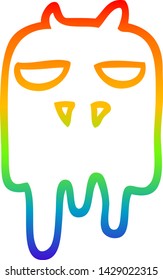 dibujo de una línea de gradiente de arcoiris de un fantasma espeluznante