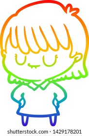 dibujo de una mujer de dibujos animados con gradiente de arco iris