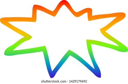 rainbow gradient line drawing of a cartoon explosion symbol
