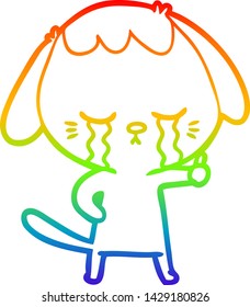dibujo de línea de gradiente de arco iris de un perro caricaturista