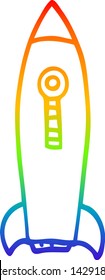 dibujo de línea de gradiente de arco iris de un cohete espacial de dibujos animados