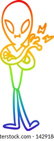 Regenbogengradientenzeichnung eines Cartoon-Aliens