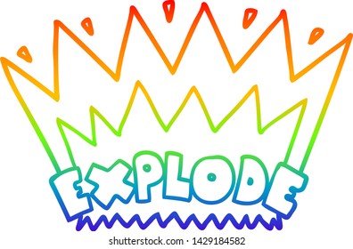 rainbow gradient line drawing of a cartoon explosion