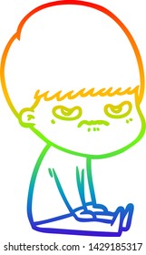 dibujo de una línea de gradiente de arco iris de un niño de dibujos animados
