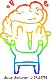 Regenbogen-Farbverlauf-Zeichnung eines Cartoons glücklichen Mann
