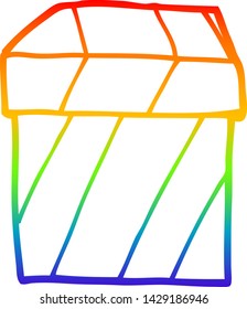 dibujo de línea de gradiente de arco iris de una caja de regalo de dibujos animados