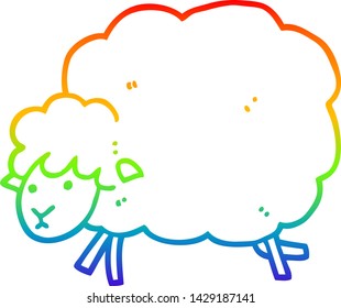 dibujo de una caricatura de oveja de gradiente arco iris