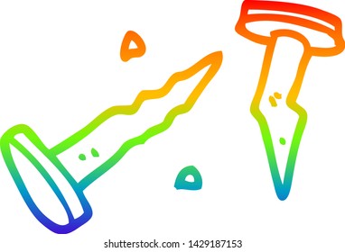 rainbow gradient line drawing cartoon nails