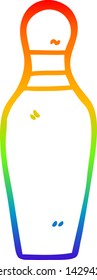 rainbow gradient line drawing of a cartoon bowling pin