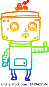 dibujo de línea de gradiente de arco iris de un robot de dibujos animados