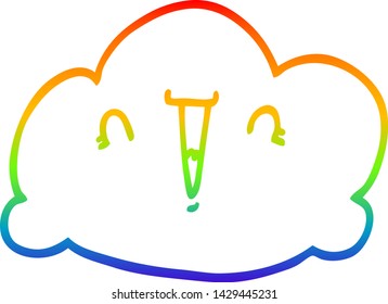 dibujo de línea de degradado de arco iris de una nube de dibujos animados