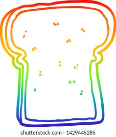 rainbow gradient line drawing of a cartoon slice of bread
