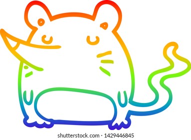 rainbow gradient line drawing of a cartoon mouse