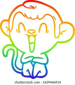 Regenbogen-Farbverlauf-Zeichnung eines Cartoons lachenden Affen