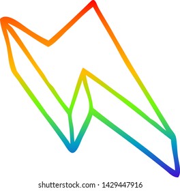 rainbow gradient line drawing of a cartoon decorative lightning bolt
