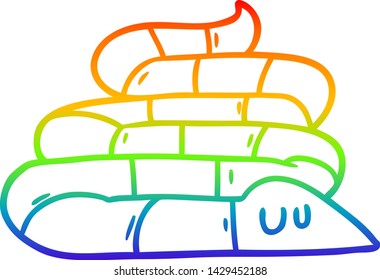 Regenbogen-Farbverlauf-Zeichnung einer Kartoon-Schlange