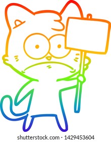 dibujo de la línea de gradiente del arco iris de un gato nervioso