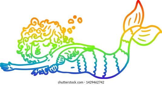 Regenbogen-Farbverlauf-Zeichnung einer Meerjungfrau