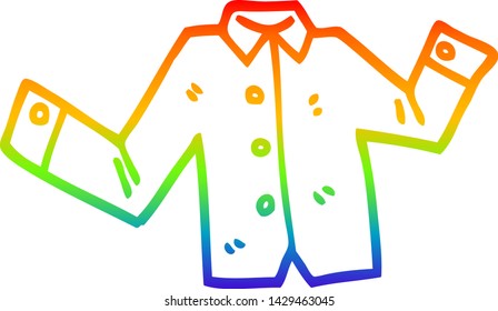 dibujo de línea de gradiente de arcoiris de una camiseta comercial de dibujos animados