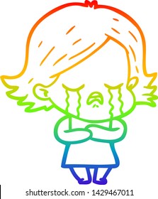 dibujo de una niña de dibujos animados con gradiente de color arcoiris