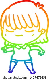 rainbow gradient line drawing of a cartoon woman