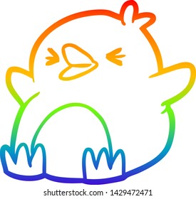 dibujo de línea de gradiente de arco iris de un pingüino de dibujos animados