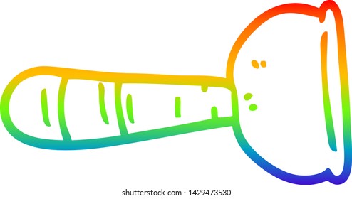 dibujo de una línea de degradado de arco iris de un émbolo de inodoro de dibujos animados