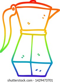 rainbow gradient line drawing of a cartoon espresso coffee pot