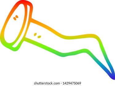 rainbow gradient line drawing cartoon bent iron nail