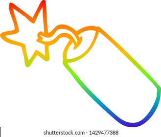 rainbow gradient line drawing of a cartoon dynamite