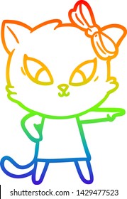 Regenbogengradientenzeichnung einer Cartoon Katze