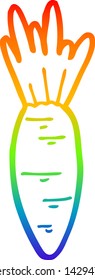 rainbow gradient line drawing of a cartoon carrot