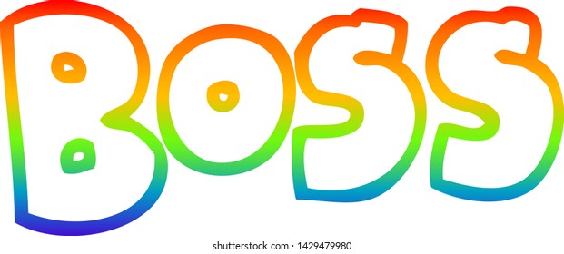 dibujo de una línea de degradado de arcoiris de un jefe de la palabra de dibujos animados