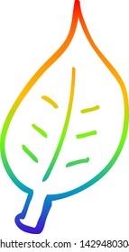 dibujo de la línea de gradiente del arcoiris de una caricatura de hoja otoñal