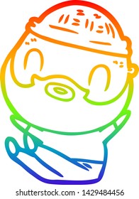 rainbow gradient line drawing of a cartoon bearded man