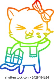 Regenbogengradientenzeichnung einer Cartoon Katze