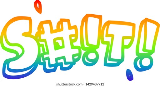 Regenbogen-Farbverlauf-Zeichnung eines Cartoon-Swear-Worts