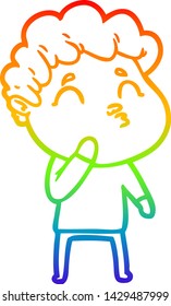 rainbow gradient line drawing of a cartoon man pouting