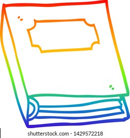 dibujo de línea de gradiente de arco iris de un libro cerrado de dibujos animados