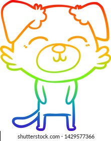 rainbow gradient line drawing of a cartoon dog