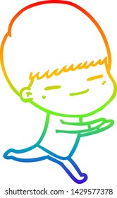 dibujo de una línea de gradiente de arcoiris de un muchacho de contrabando de dibujos animados